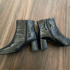 Black Patent Leather Ankle Boots